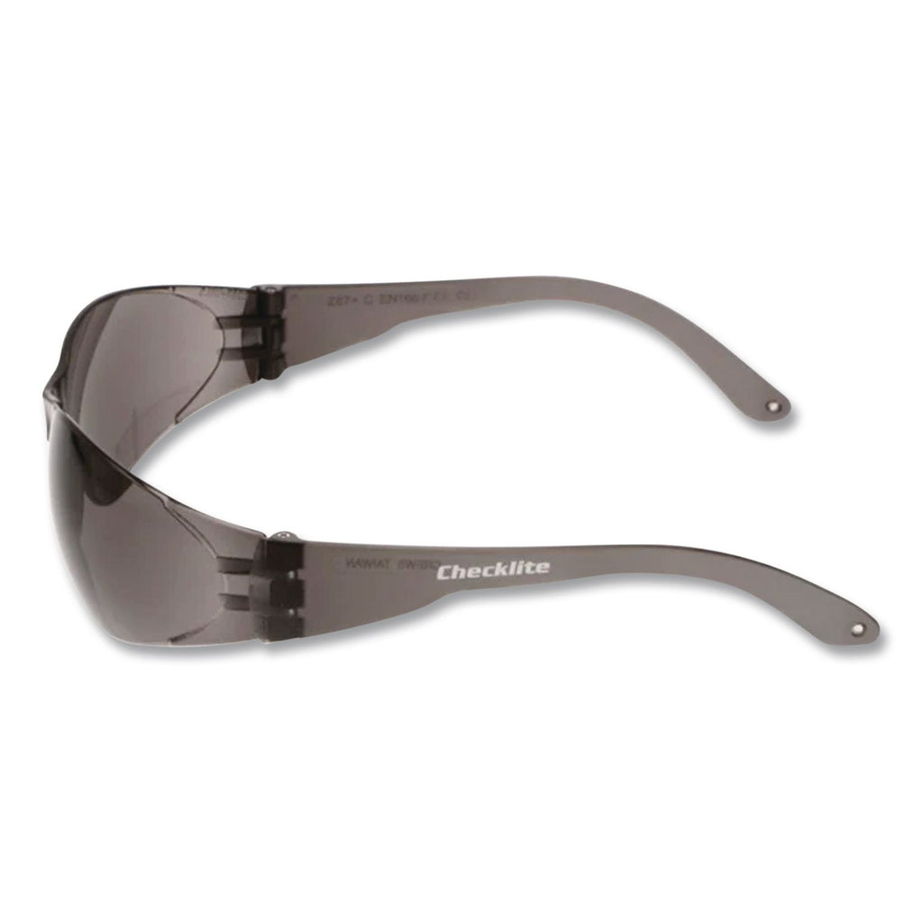 Checklite Scratch-Resistant Safety Glasses, Gray Lens, 12/Box