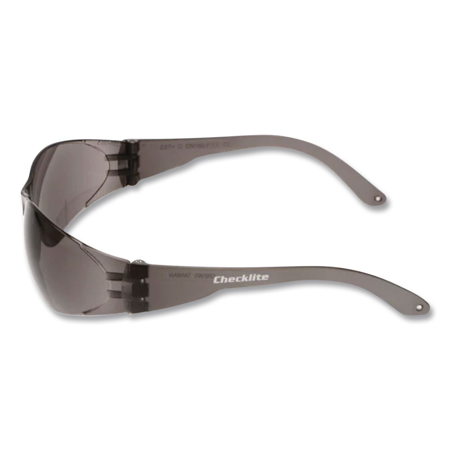 Checklite Scratch-Resistant Safety Glasses, Gray Lens, 12/Box