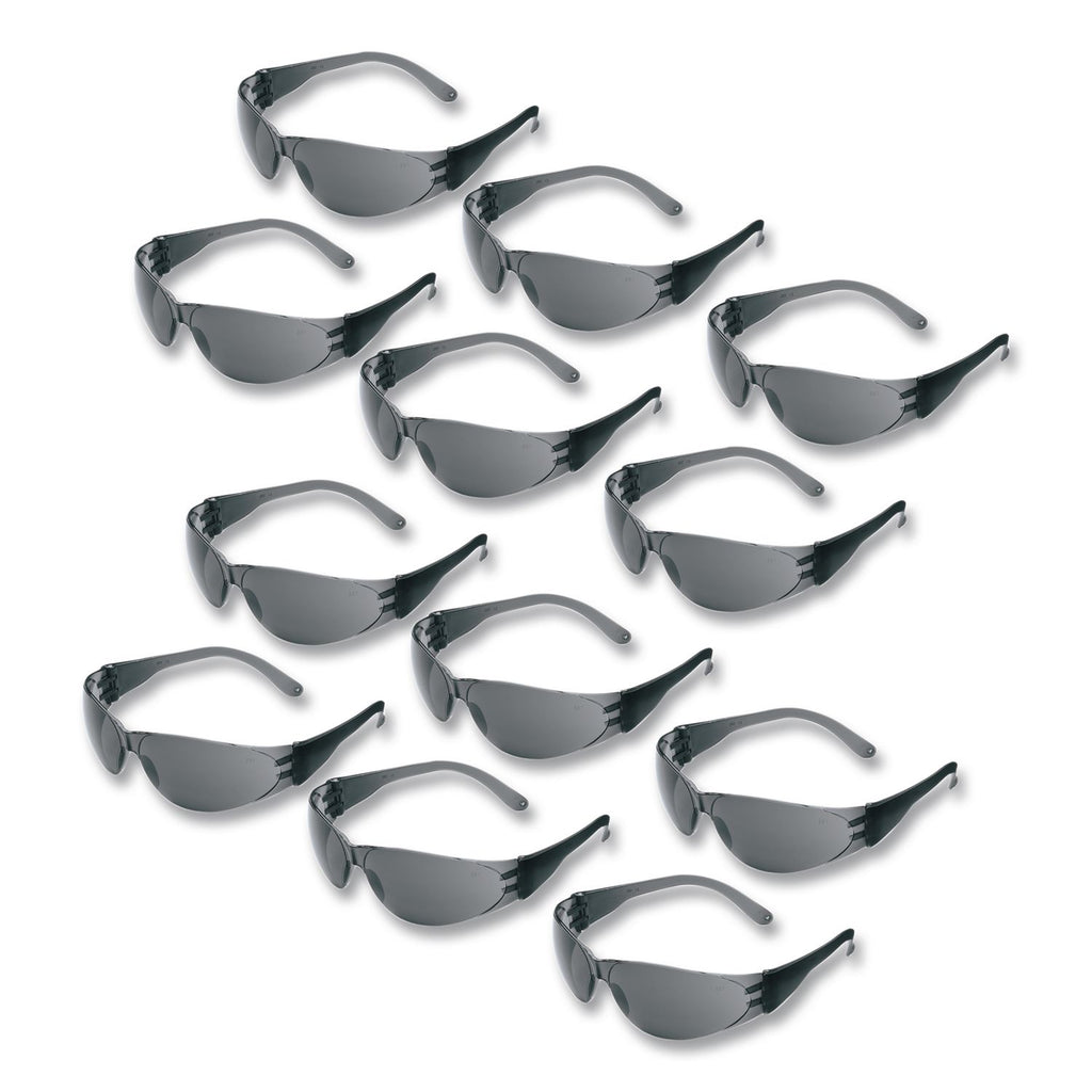 Checklite Scratch-Resistant Safety Glasses, Gray Lens, 12/Box