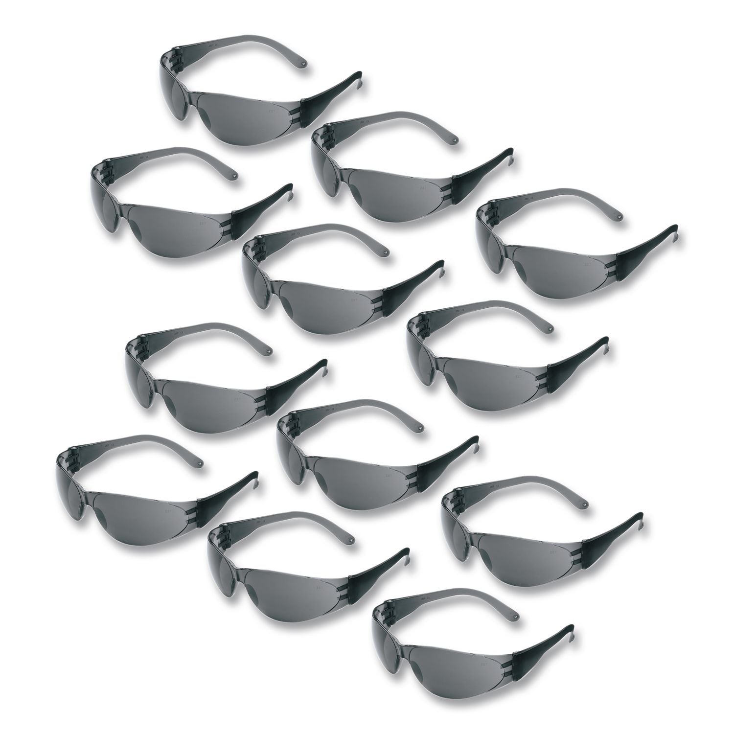 Checklite Scratch-Resistant Safety Glasses, Gray Lens, 12/Box