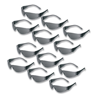 Checklite Scratch-Resistant Safety Glasses, Gray Lens, 12/Box