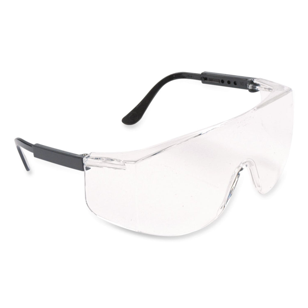 Tacoma Wraparound Safety Glasses, Black Plastic Frame, Clear Lens