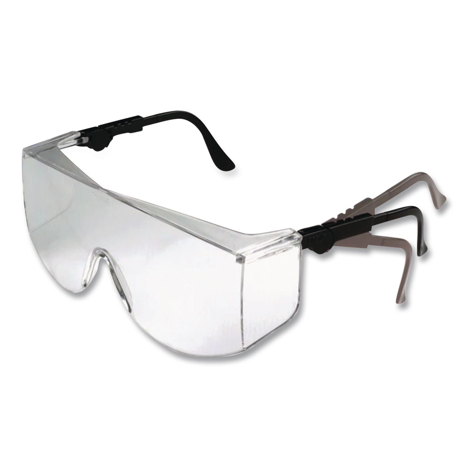 Tacoma Wraparound Safety Glasses, Black Plastic Frame, Clear Lens