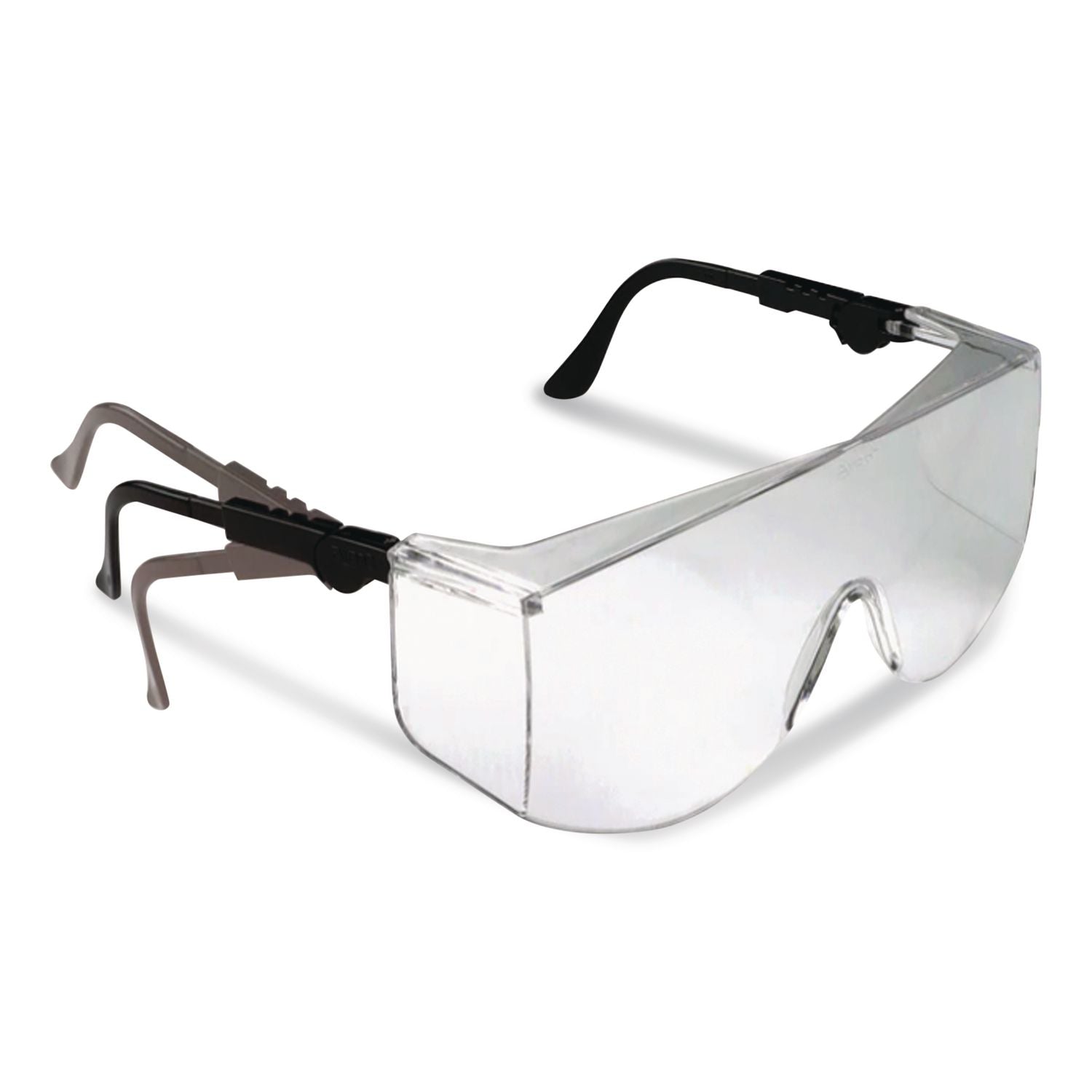 Tacoma Wraparound Safety Glasses, Black Plastic Frame, Clear Lens