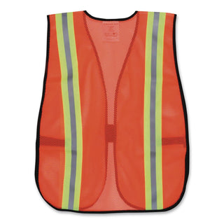 Orange Safety Vest, 2" Reflective Strips, Polyester, Side Straps, One Size Fits All, Bright Orange