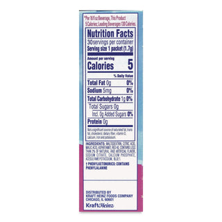 Flavored Drink Mix, Raspberry Ice, 30 .08oz Packets/Box