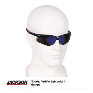 Nemesis Safety Glasses, Black Frame, Blue Mirror Lens