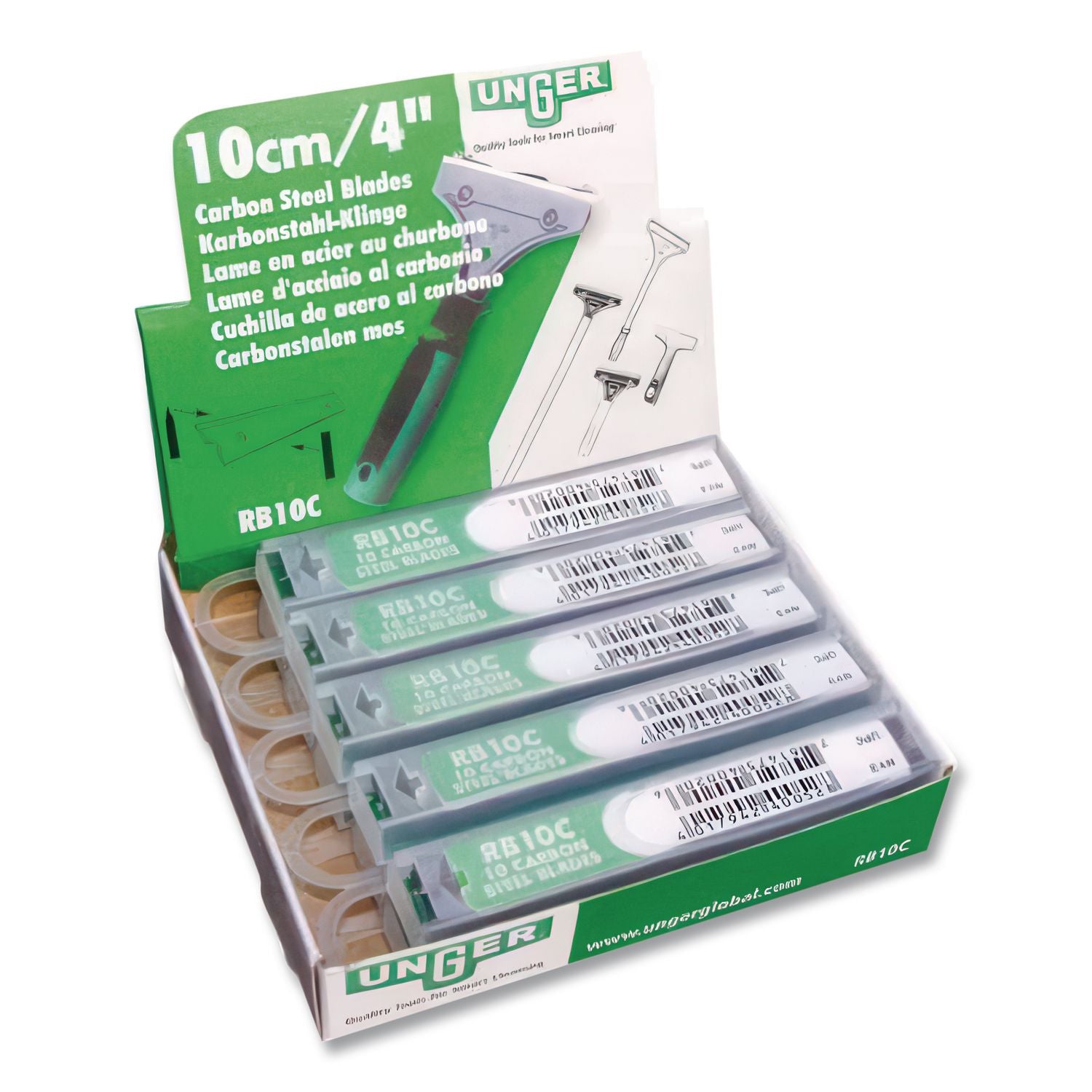 Replacement Blades for 4" Scrapers, Carbon Steel, 10/Pack