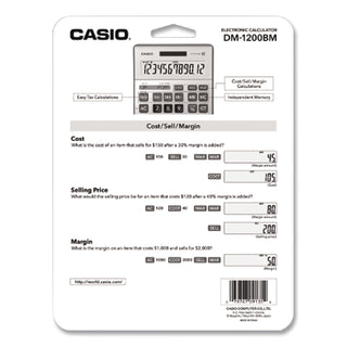 DM1200BM Desktop Calculator, 12-Digit LCD, Silver