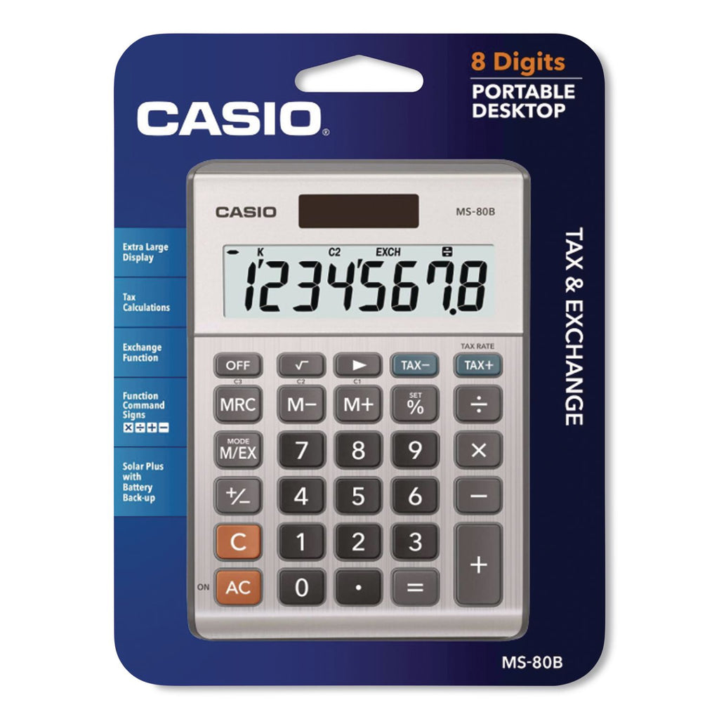 MS-80B Tax and Currency Calculator, 8-Digit LCD