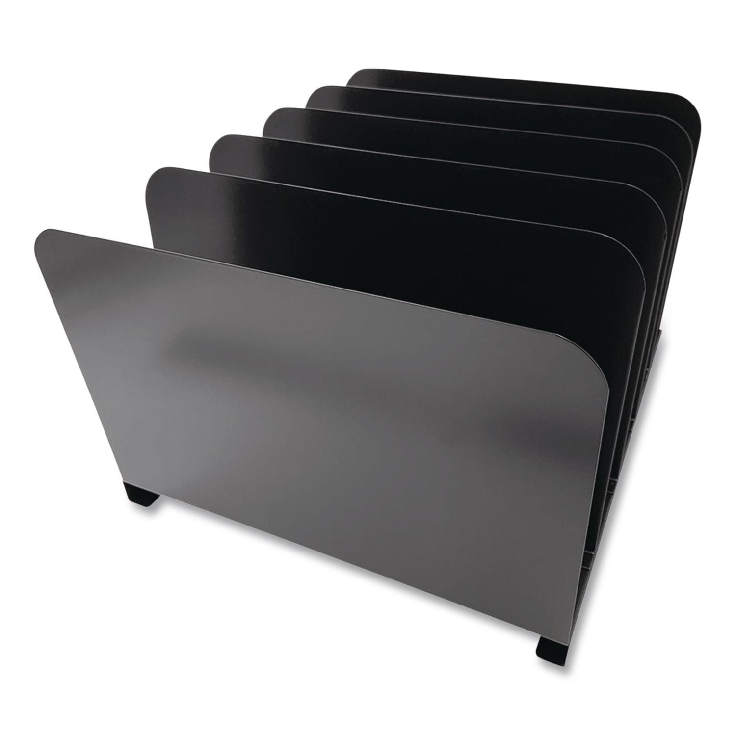 Huron Vertical Desk Organizer - 5 Compartment(s) - Vertical - 7.8" Height x 11" Width x 12.5" Depth - Durable - Black - Steel - 1 Each
