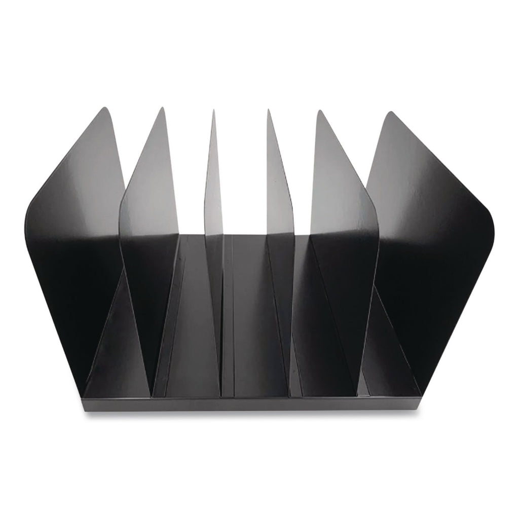 Huron Vertical Desk Organizer - 5 Compartment(s) - Vertical - 7.8" Height x 11" Width x 12.5" Depth - Durable - Black - Steel - 1 Each