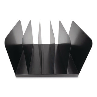 Huron Vertical Desk Organizer - 5 Compartment(s) - Vertical - 7.8" Height x 11" Width x 12.5" Depth - Durable - Black - Steel - 1 Each