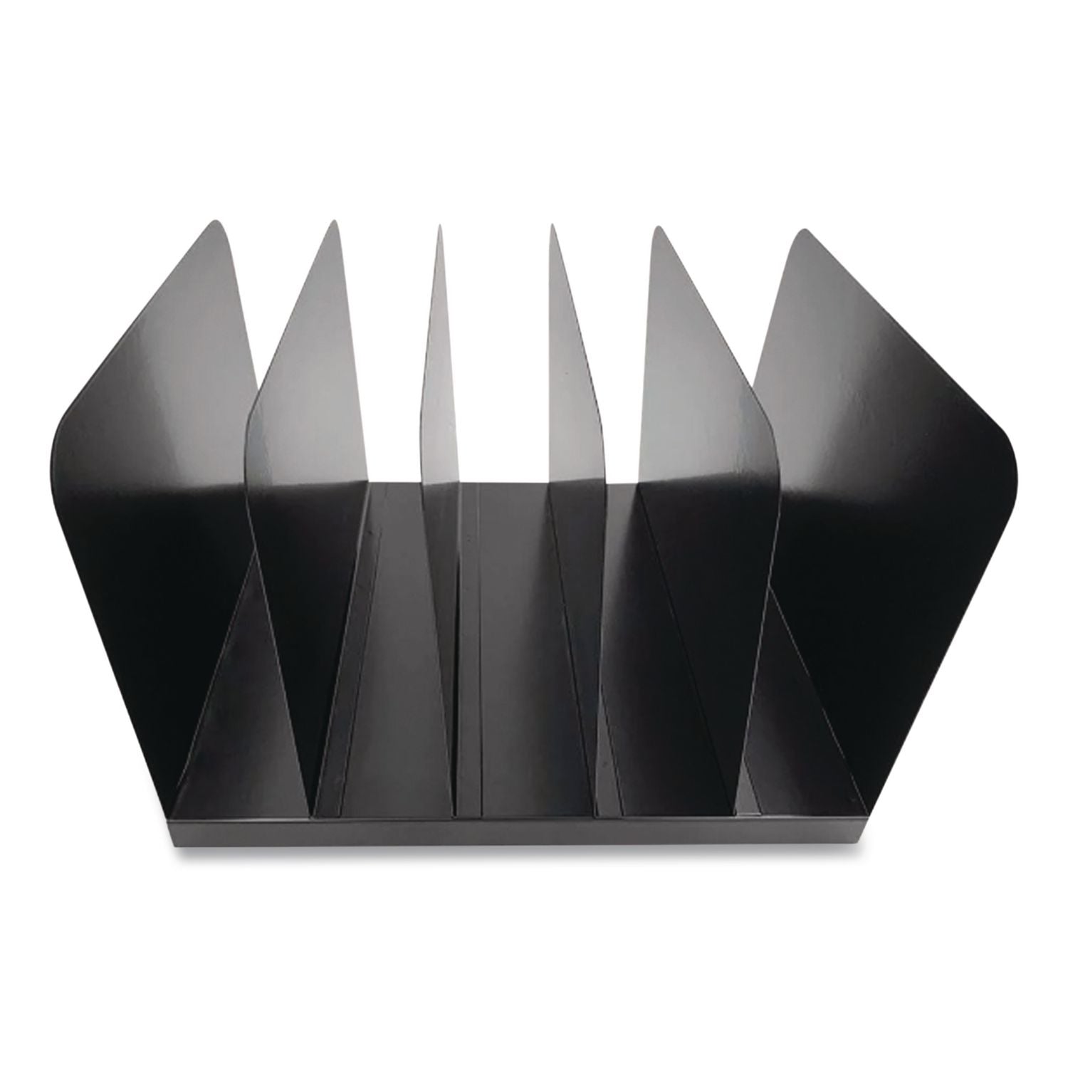 Huron Vertical Desk Organizer - 5 Compartment(s) - Vertical - 7.8" Height x 11" Width x 12.5" Depth - Durable - Black - Steel - 1 Each