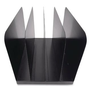 Huron Vertical Desk Organizer - 4 Compartment(s) - Vertical - 7.8" Height x 11" Width x 11" Depth - Durable - Black - Steel - 1 Each