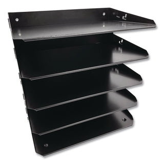 Huron Horizontal Slots Desk Organizer - 5 Compartment(s) - Horizontal - 12" Height x 8.8" Width x 12" Depth - Durable - Black - Steel - 1 Each