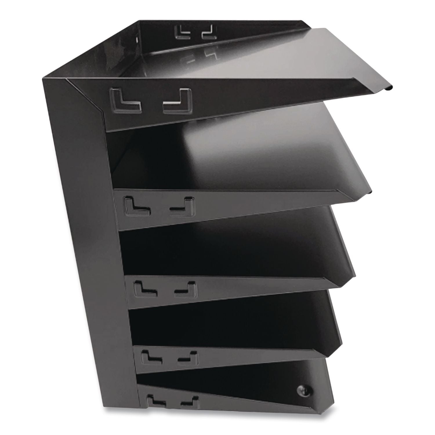 Huron Horizontal Slots Desk Organizer - 5 Compartment(s) - Horizontal - 12" Height x 8.8" Width x 12" Depth - Durable - Black - Steel - 1 Each
