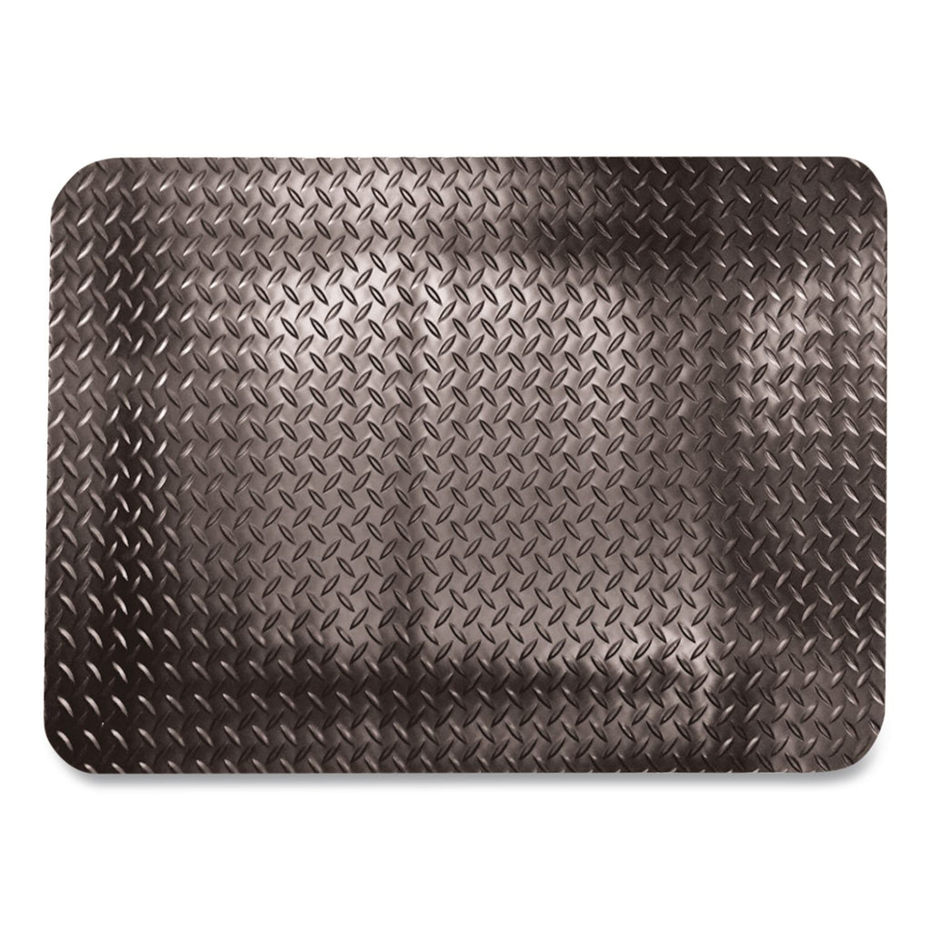 Industrial Deck Plate Anti-Fatigue Mat, Vinyl, 36 x 60, Black