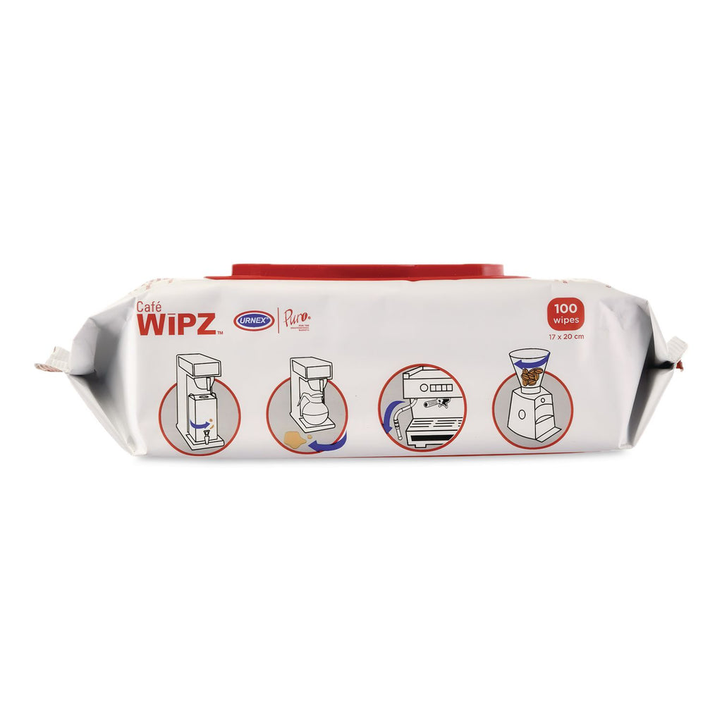Cafe Wipz Coffee Equipment Cleaning Wipes, Fragrance-Free, 100 Wipes/Bag, 12 Bags/Carton