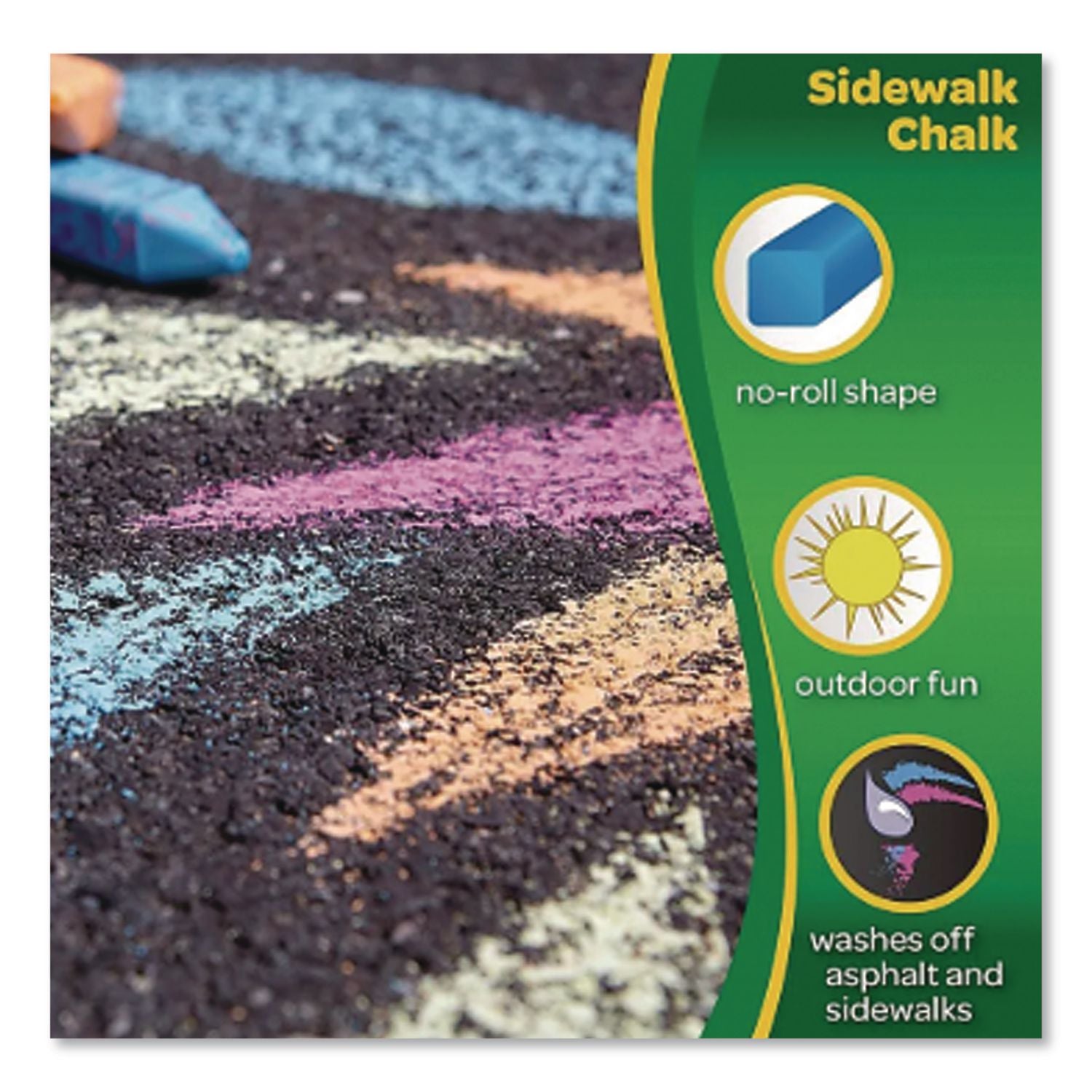 Crayola Washable Sidewalk Chalk - 4" Length - 0.9" Diameter - Assorted - 48 / Box - Roll Stop, Washable