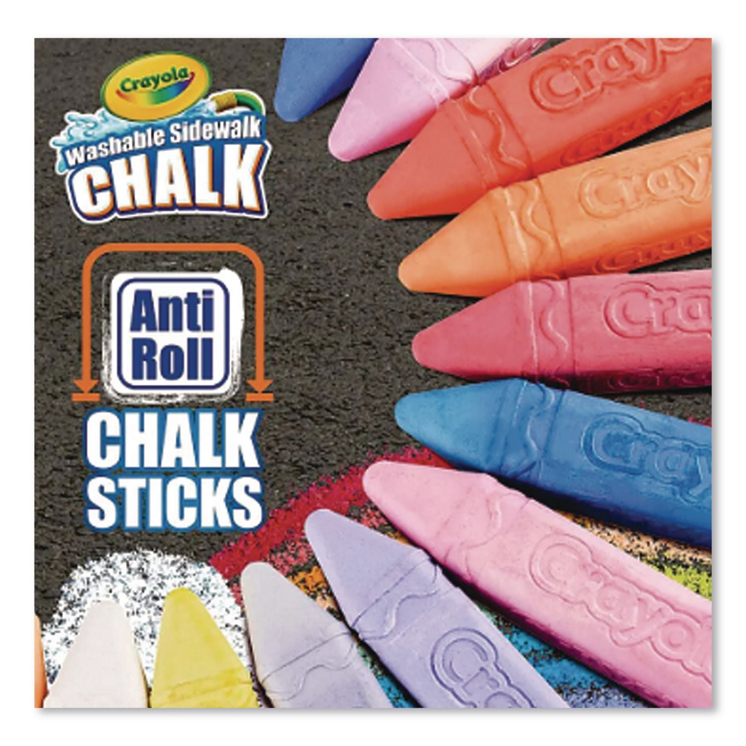 Crayola Washable Sidewalk Chalk - 4" Length - 0.9" Diameter - Assorted - 48 / Box - Roll Stop, Washable
