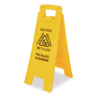 Site Safety Wet Floor Sign, 2-Sided, 10 x 2 x 26, Yellow