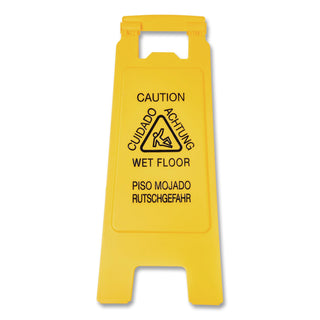 Site Safety Wet Floor Sign, 2-Sided, 10 x 2 x 26, Yellow