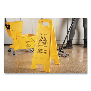 Site Safety Wet Floor Sign, 2-Sided, 10 x 2 x 26, Yellow