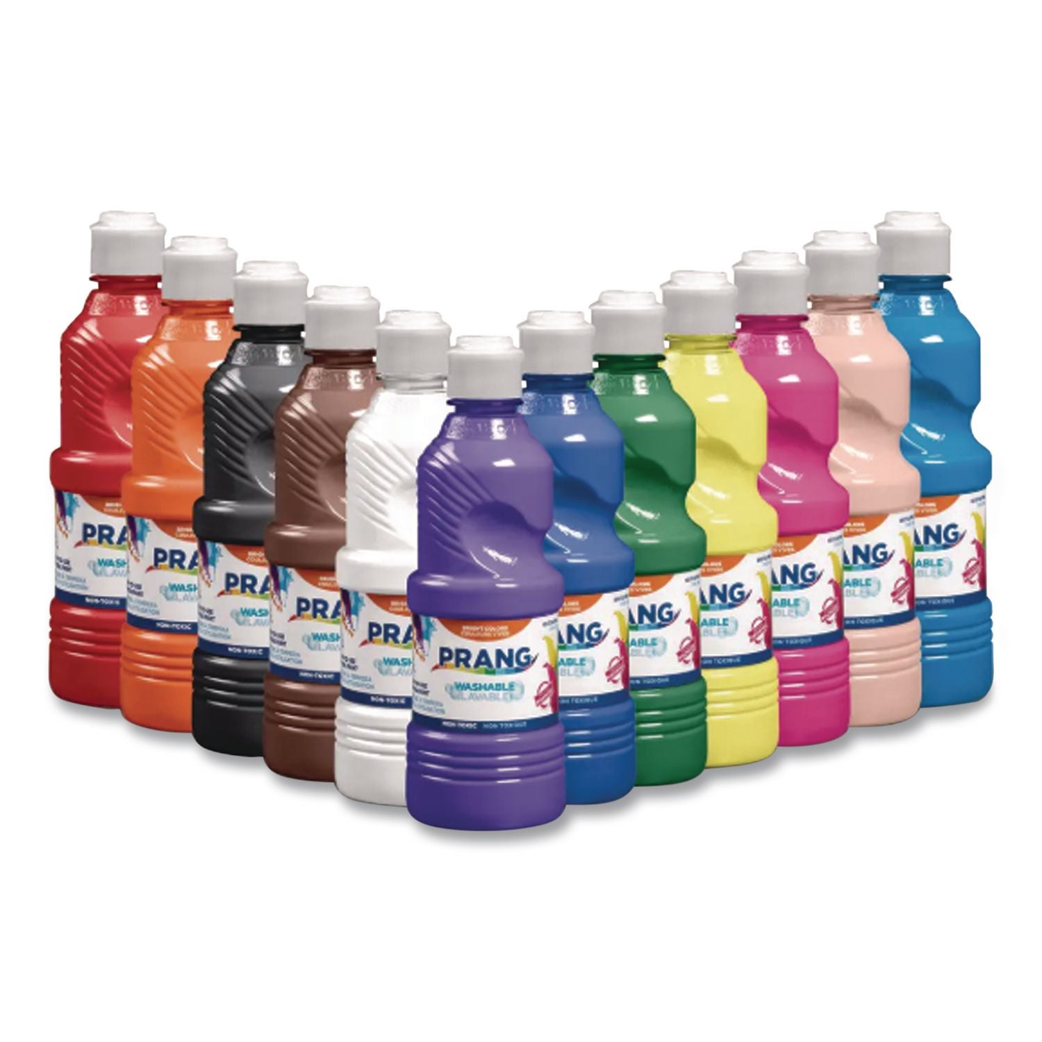 Washable Paint, 12 Assorted Colors, 16 oz Dispenser-Cap Bottle, 12/Pack