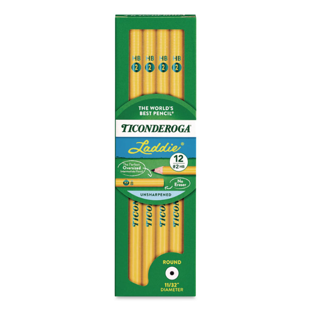 Ticonderoga Laddie Woodcase Pencil, HB (#2), Black Lead, Yellow Barrel, Dozen