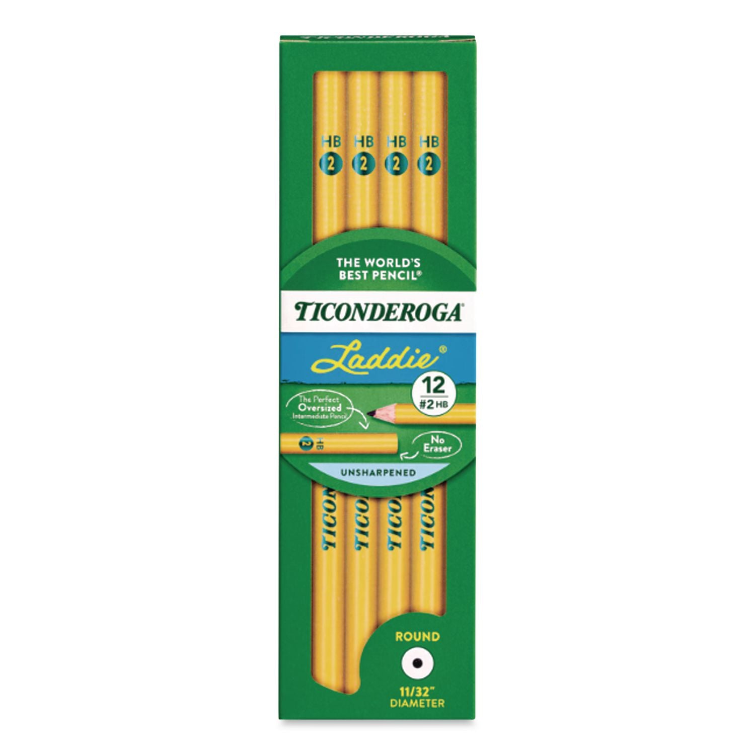 Ticonderoga Laddie Woodcase Pencil, HB (#2), Black Lead, Yellow Barrel, Dozen