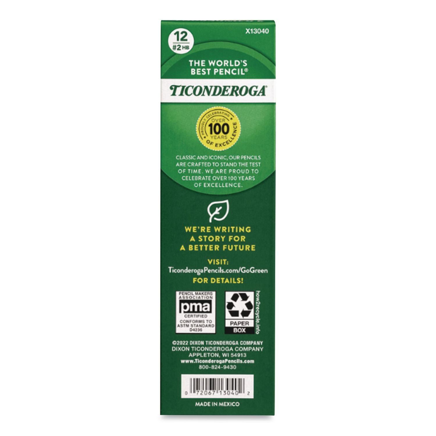 Ticonderoga Laddie Woodcase Pencil, HB (#2), Black Lead, Yellow Barrel, Dozen