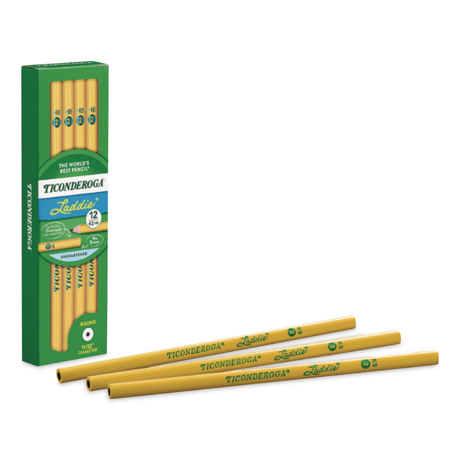 Ticonderoga Laddie Woodcase Pencil, HB (#2), Black Lead, Yellow Barrel, Dozen