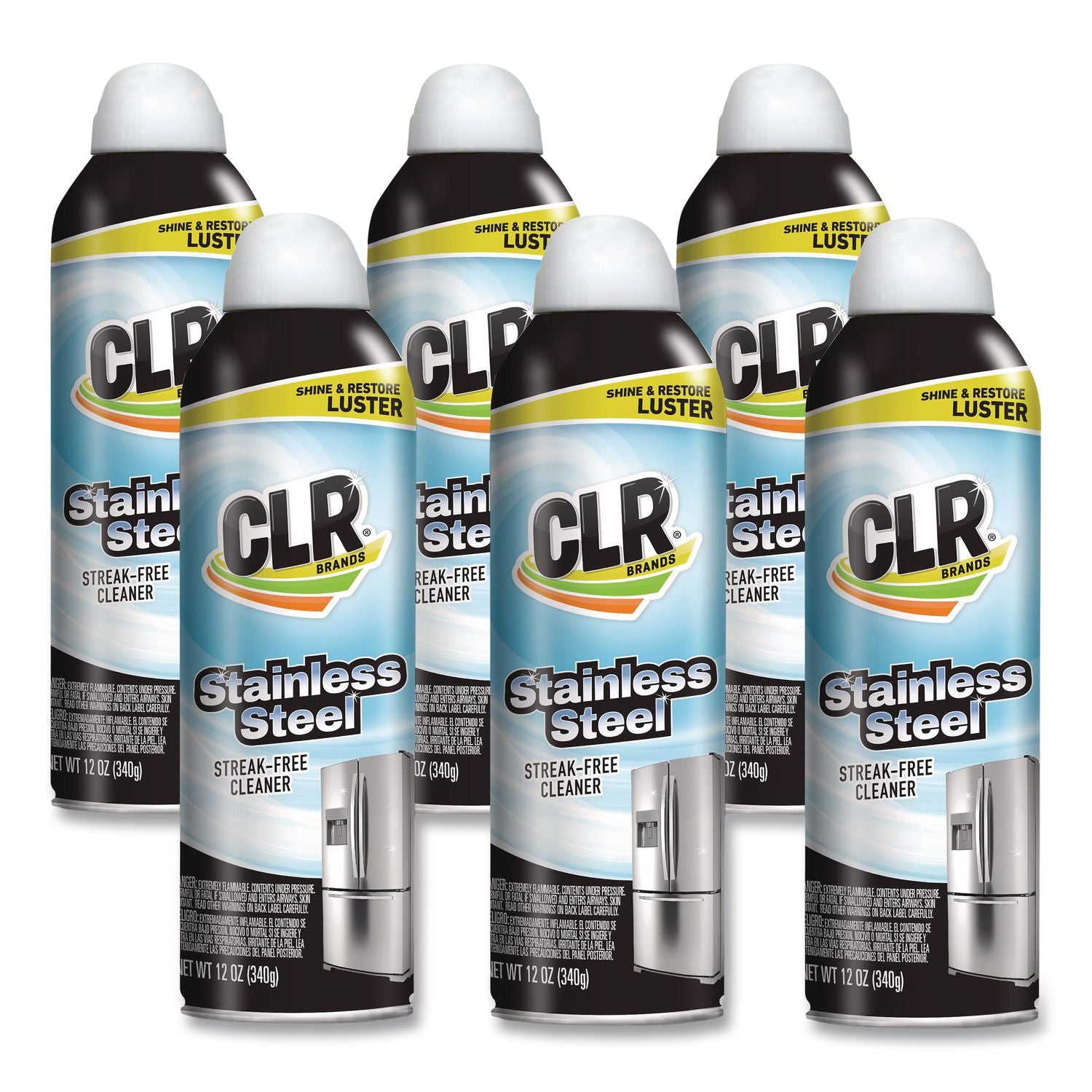Spot-Free Stainless Steel Cleaner, Citrus, 12 oz Can, 6/Carton