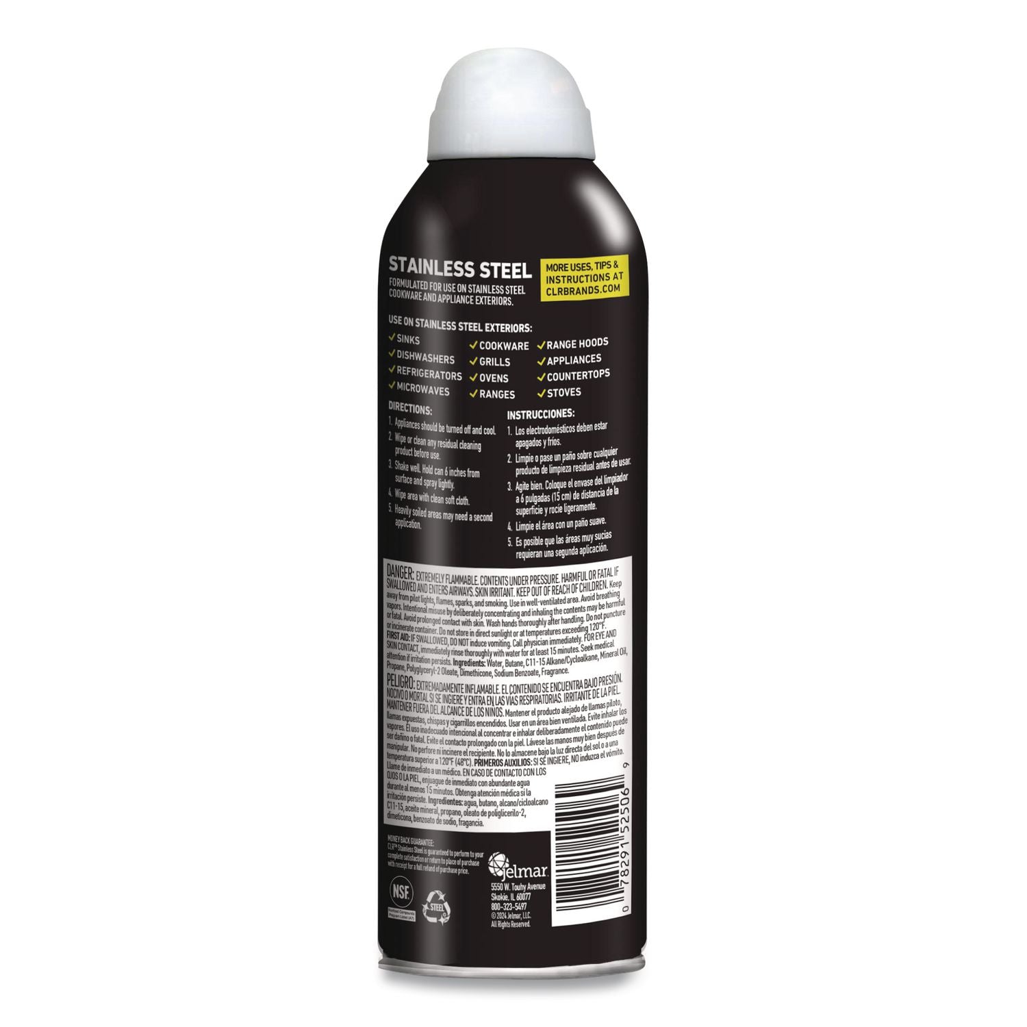 Spot-Free Stainless Steel Cleaner, Citrus, 12 oz Can, 6/Carton