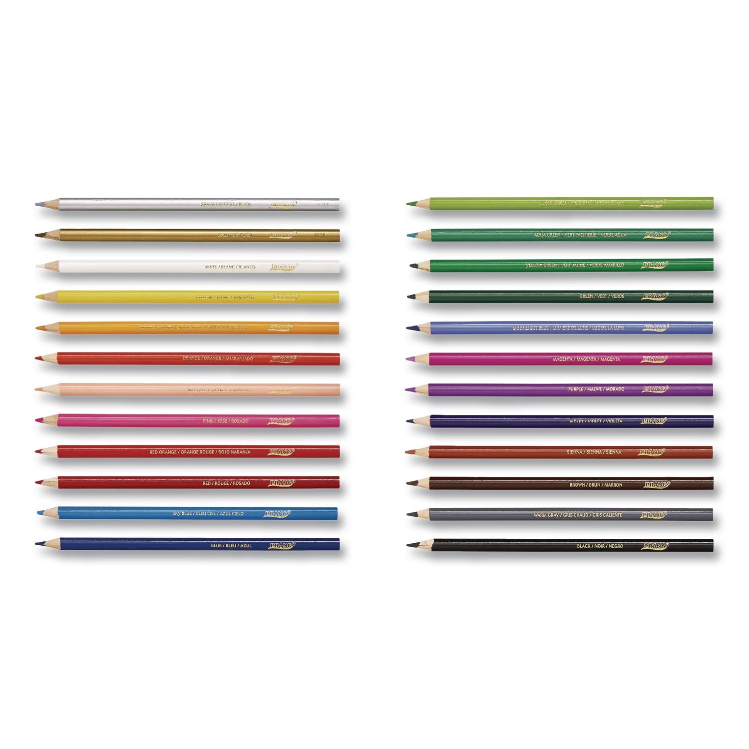 Colored Pencil Sets, 3.3 mm, 2B, Assorted Lead and Barrel Colors, 24/Pack