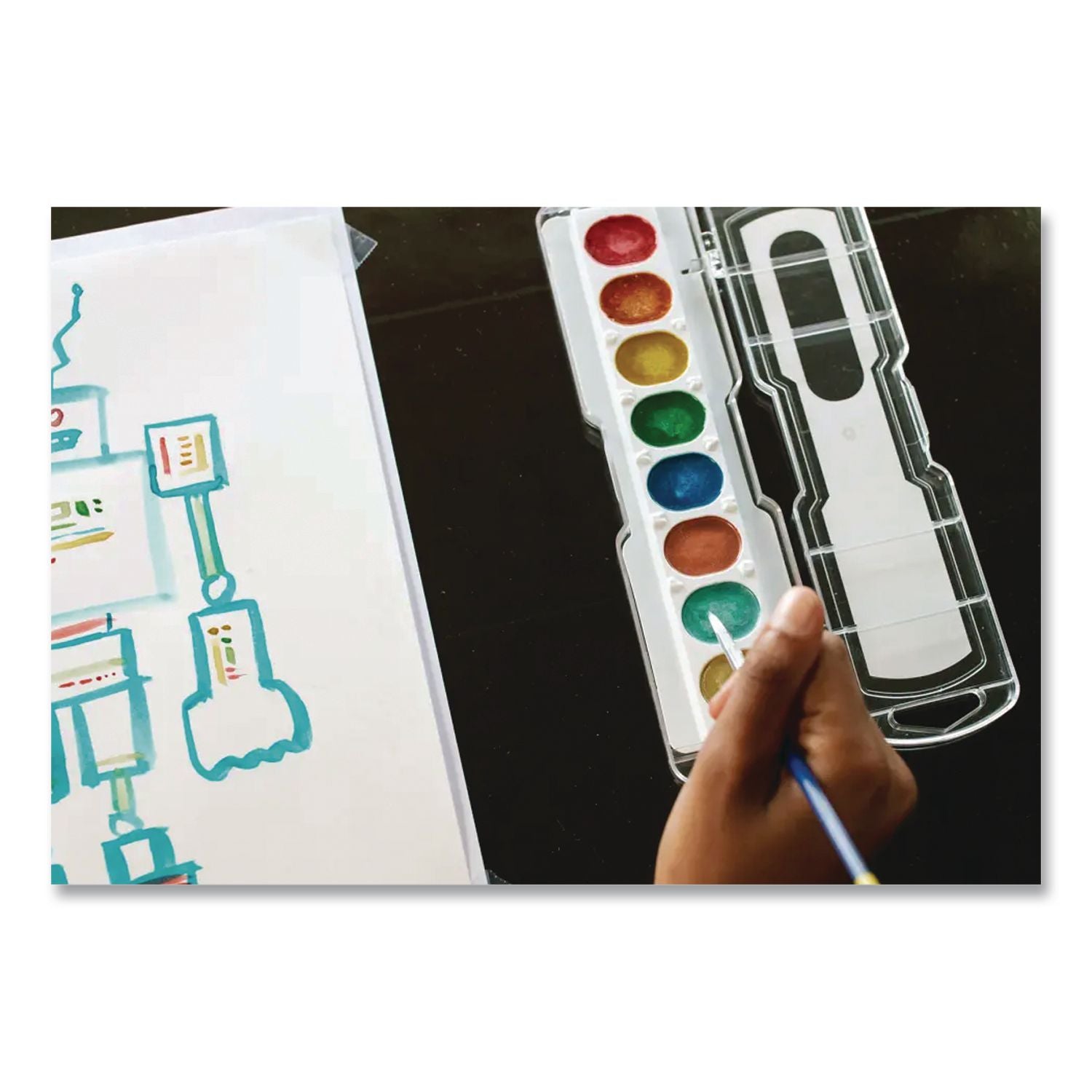 Metallic Washable Watercolors, 8 Assorted Metallic Colors, Palette Tray