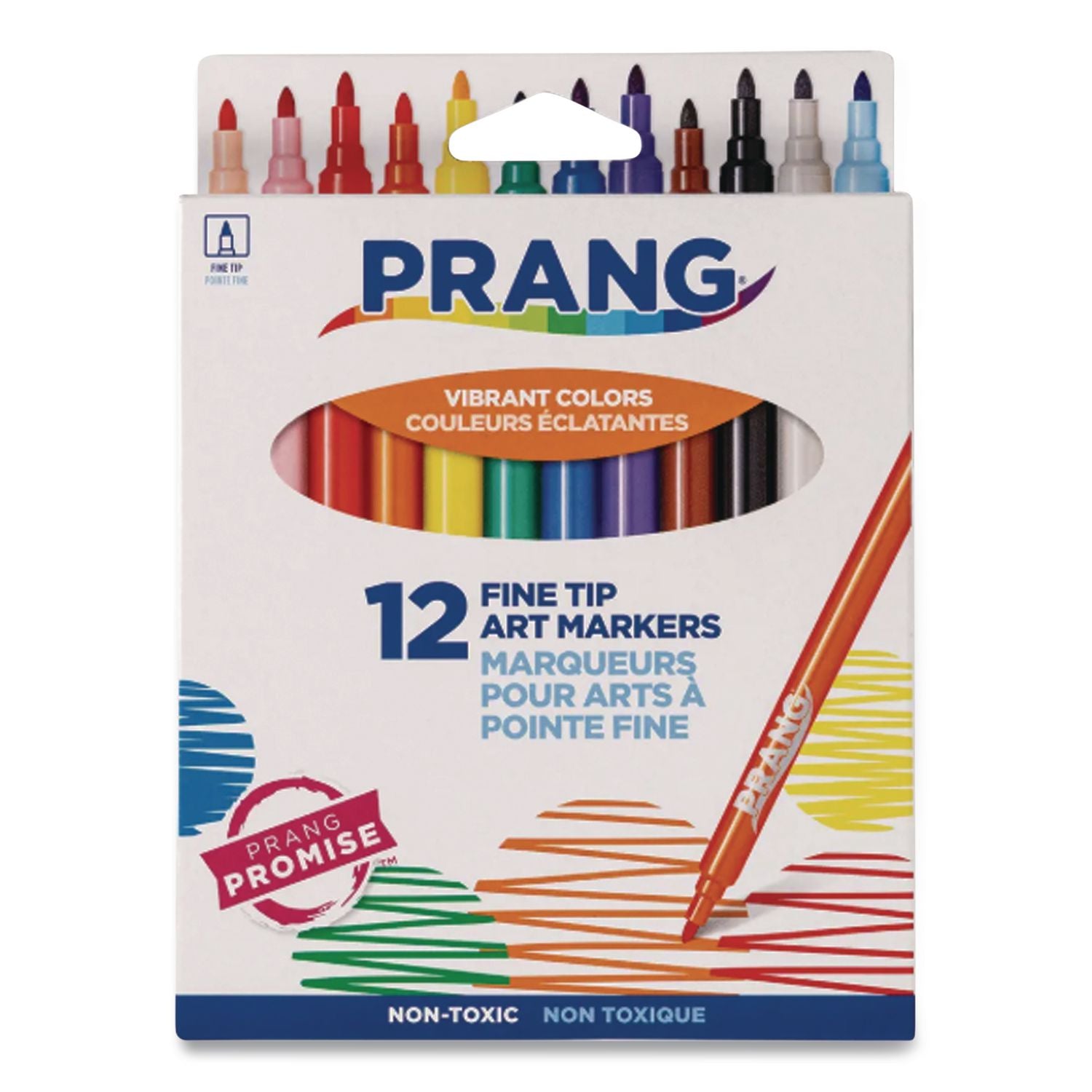 Fine Line Markers, Fine Bullet Tip, Assorted Colors, 12/Set
