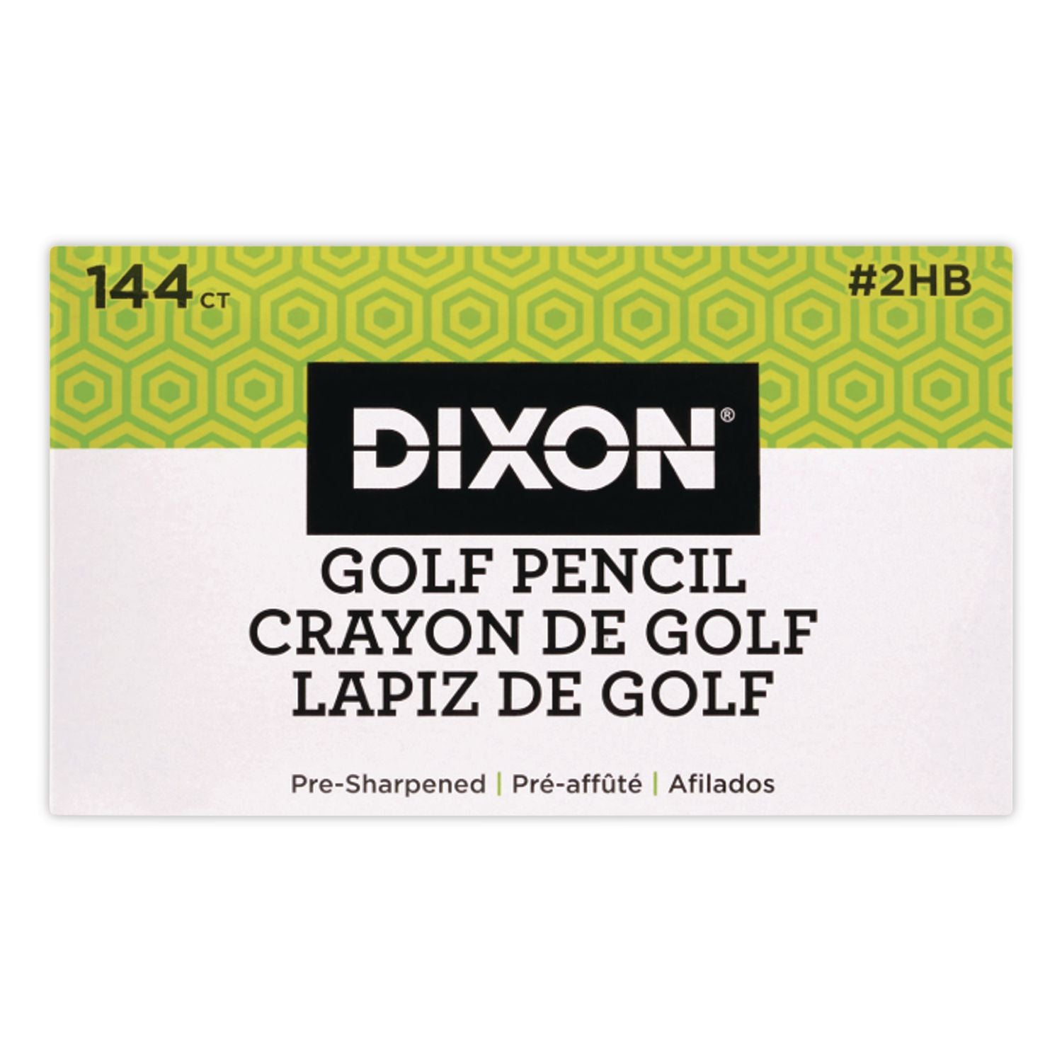 Golf Wooden Pencils, 0.7 mm, HB (#2), Black Lead, Yellow Barrel, 144/Box