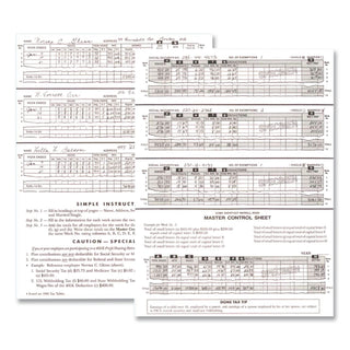 Single Entry Monthly Payroll (50 Employee) Record, Double-Page 7-Column Format, Blue Cover, 11 x 8.5 Sheets, 128 Sheets/Book