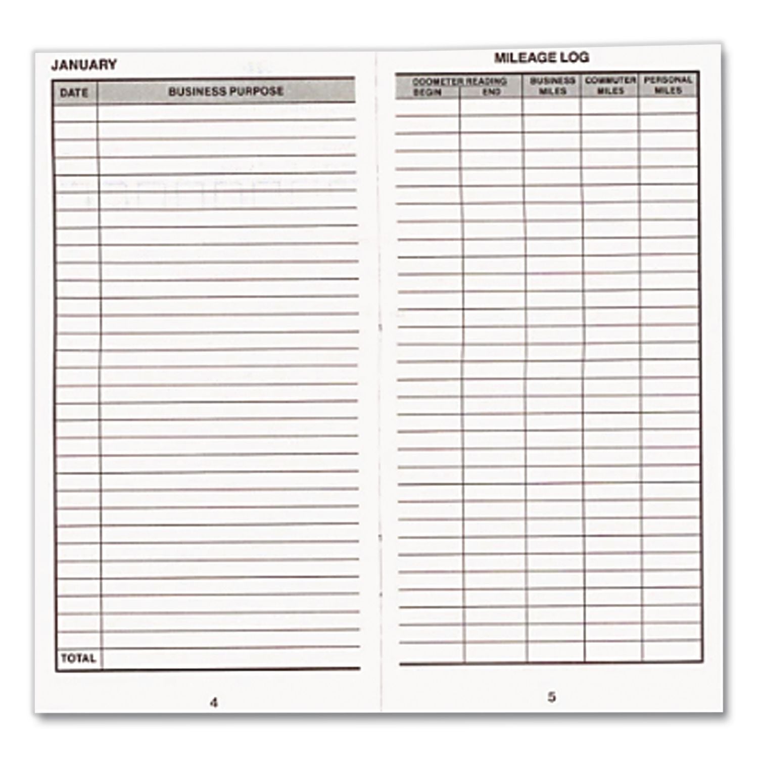 Auto Mileage Log, One-Part (No Copies), 6.5 x 6.25, 32 Forms Total