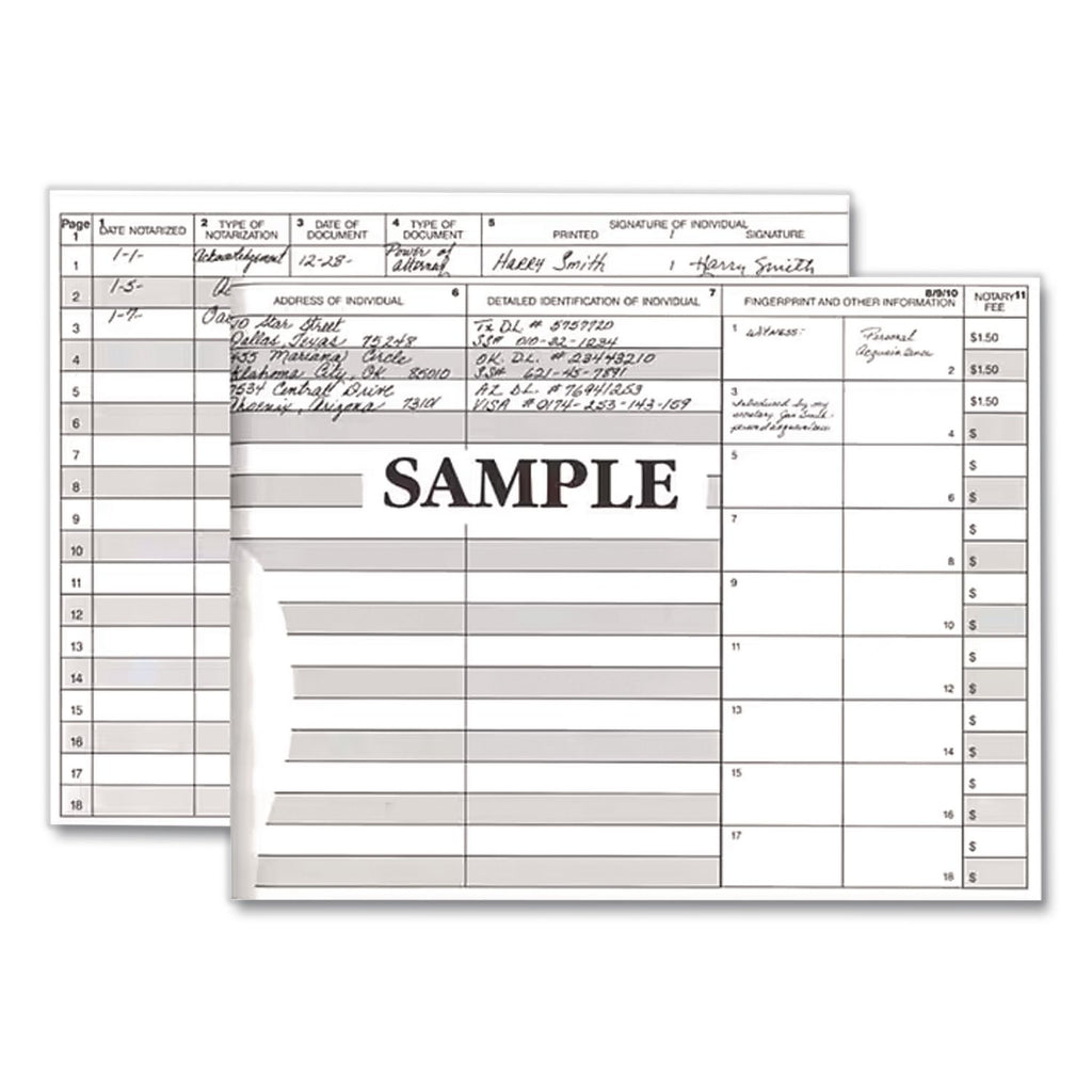 Notary Public Record Book, 10 Column Format, Maroon Cover, 10.5 x 8.25 Sheets, 32 Sheets/Book