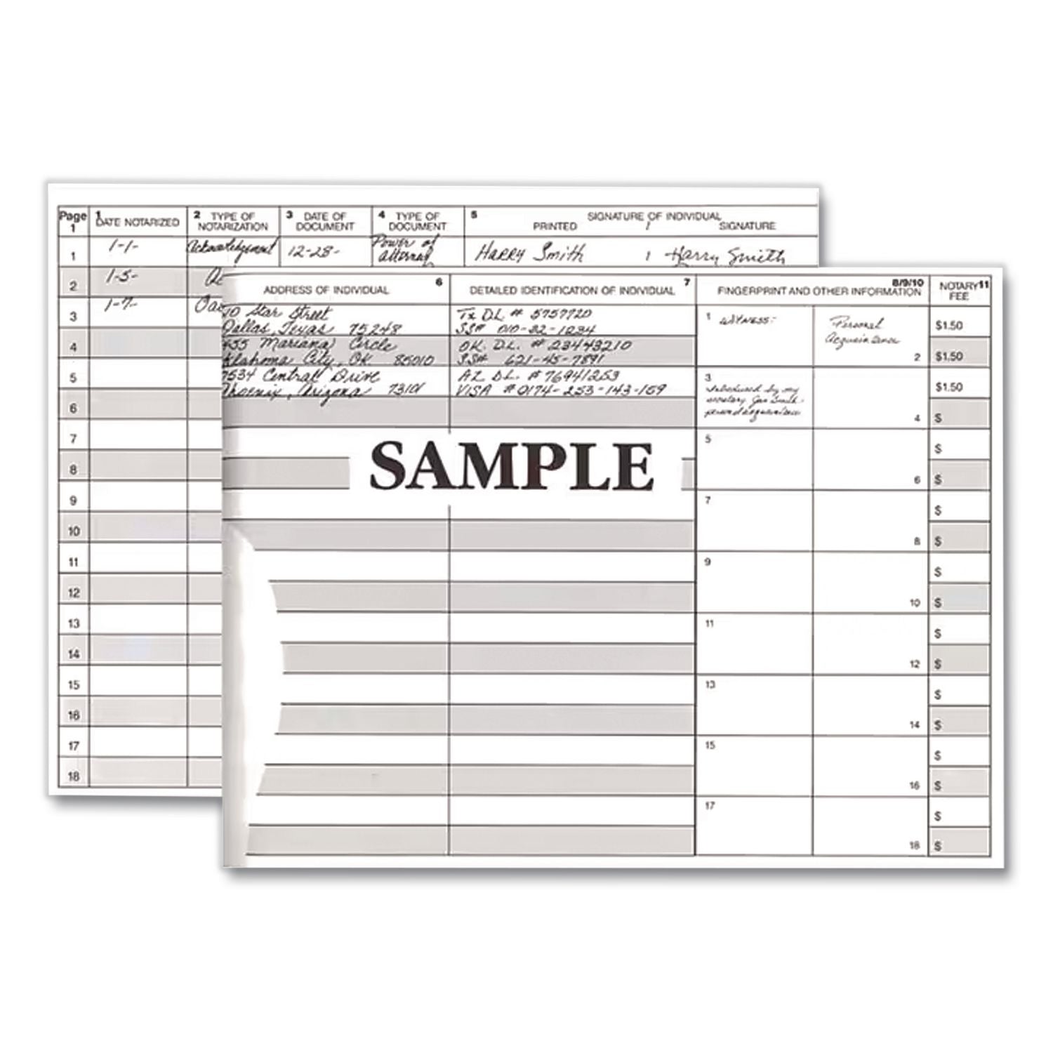 Notary Public Record Book, 10 Column Format, Maroon Cover, 10.5 x 8.25 Sheets, 32 Sheets/Book