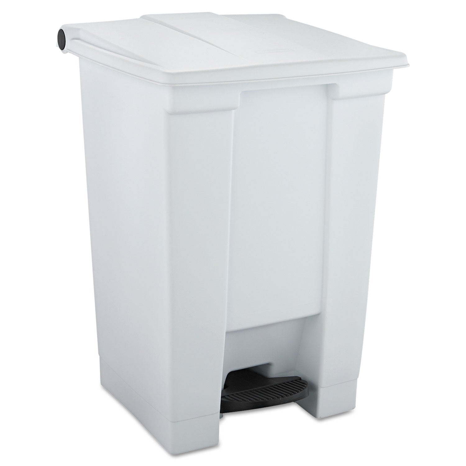 Indoor Utility Step-On Waste Container, Square, Plastic, 12gal, White