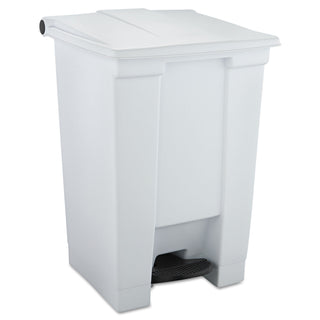 Indoor Utility Step-On Waste Container, Square, Plastic, 12gal, White