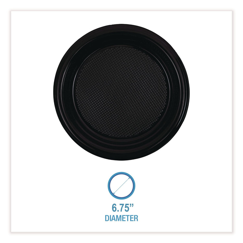 Hi-Impact Plastic Dinnerware, Plate, 6" dia, Black, 1,000/Carton