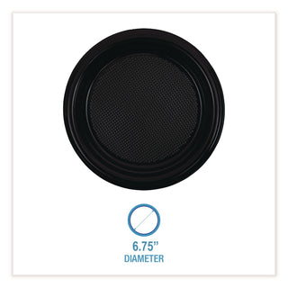 Hi-Impact Plastic Dinnerware, Plate, 6" dia, Black, 1,000/Carton