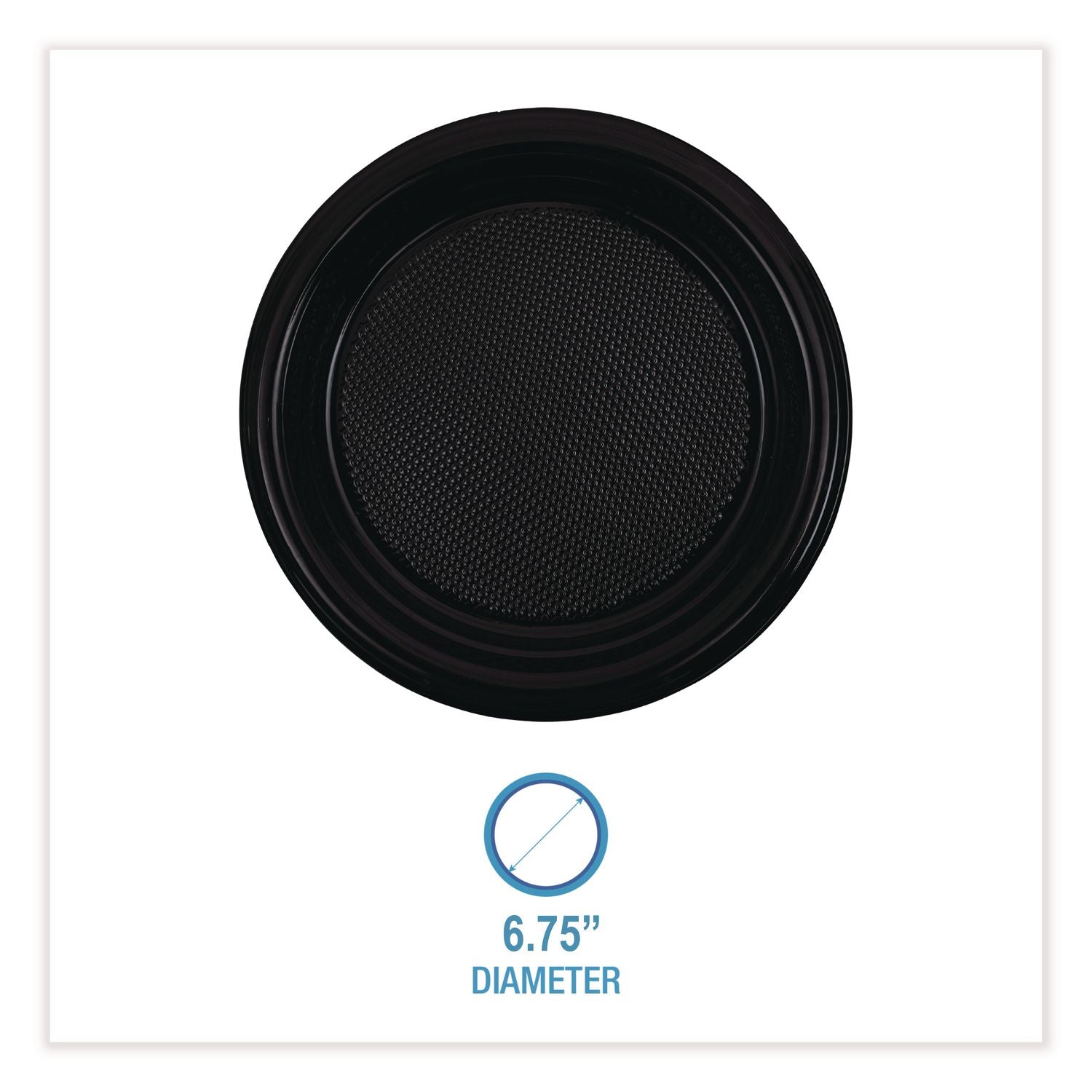 Hi-Impact Plastic Dinnerware, Plate, 6" dia, Black, 1,000/Carton
