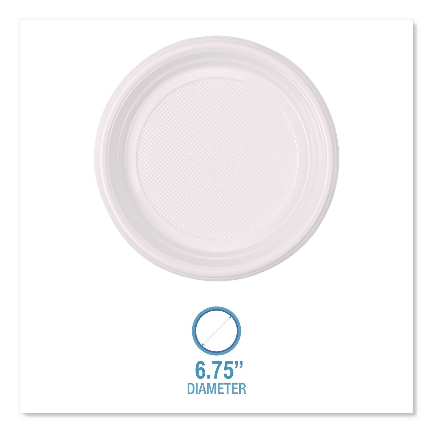 Hi-Impact Plastic Dinnerware, Plate, 6" dia, White, 1,000/Carton
