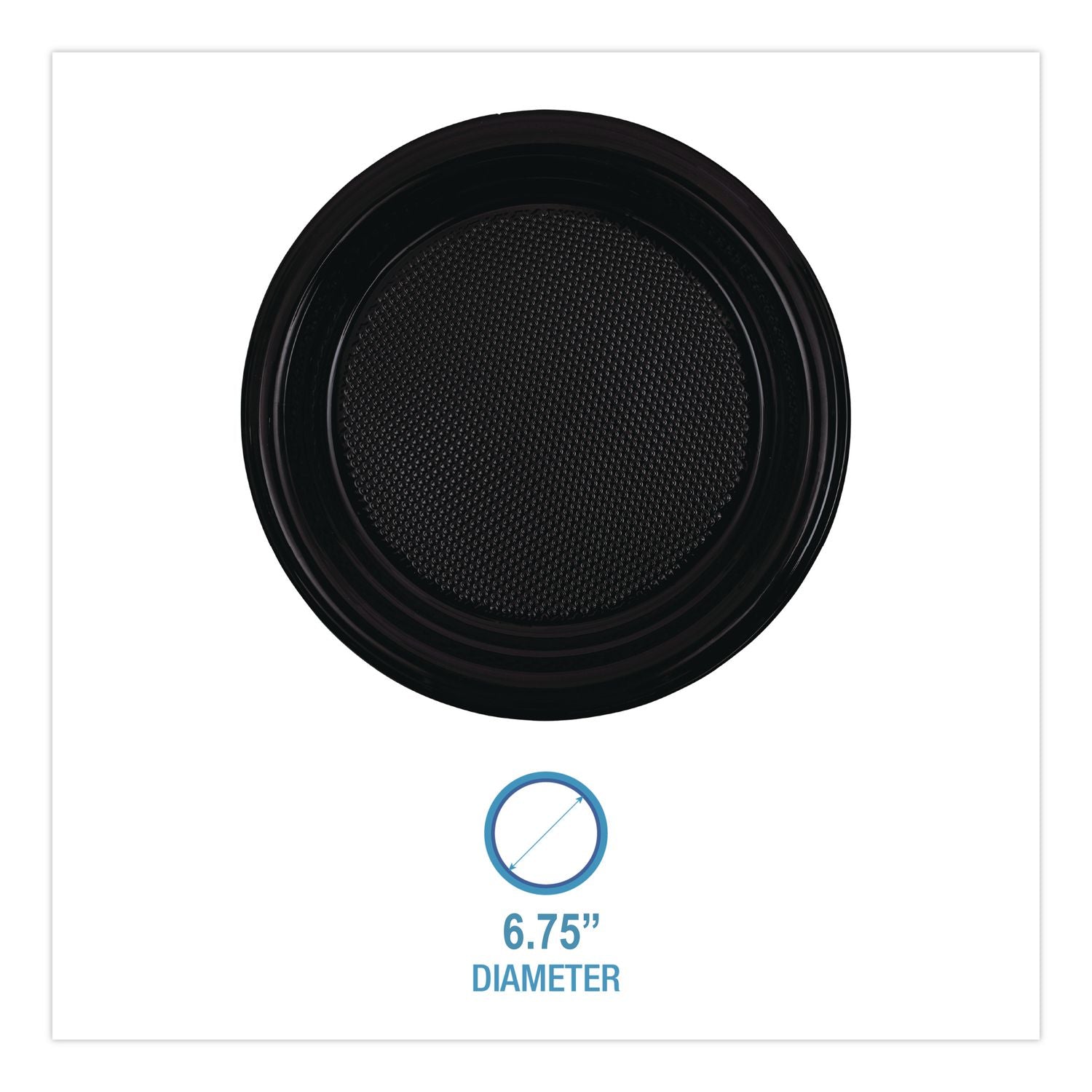 Hi-Impact Plastic Dinnerware, Plate, 9" dia, White, 500/Carton